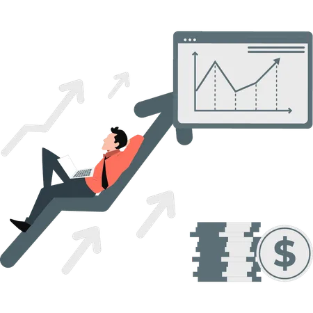 Businessman earn huge profit from stock market  Illustration