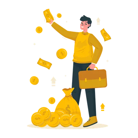 Businessman earn money  Illustration