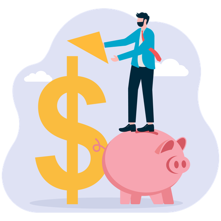 Businessman Earning Dollar Income  Illustration