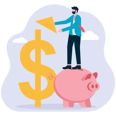 Businessman Earning Dollar Income  Illustration