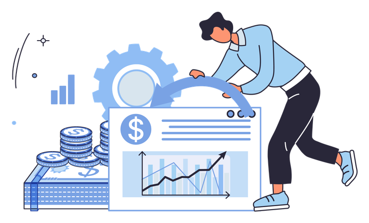 Businessman earning income from investment  Illustration