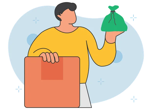 Businessman earning money from business  Illustration