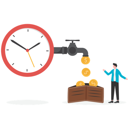 Businessman earning money on time  Illustration