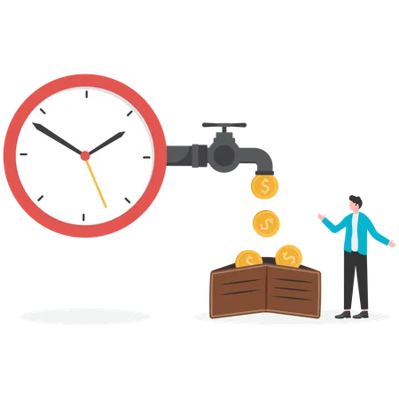 Businessman earning money on time  Illustration