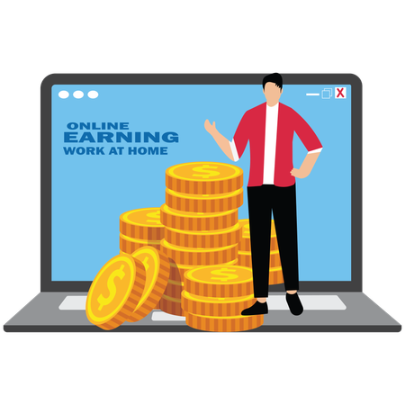 Businessman earning money online  Illustration