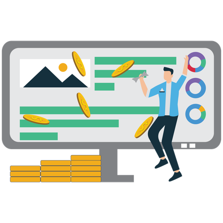 Businessman earning Money Through Blogging  Illustration
