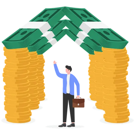 Businessman earning real estate brokerage  Illustration