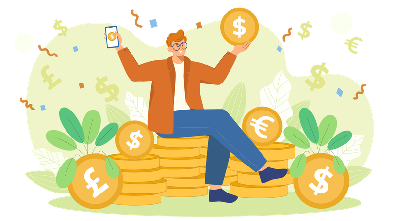 Businessman earning return on investment  Illustration