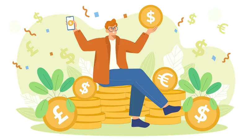 Businessman earning return on investment  Illustration