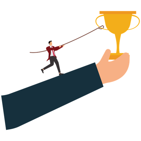 Businessman earning small victories to motivate employees to succeed in their work  Illustration