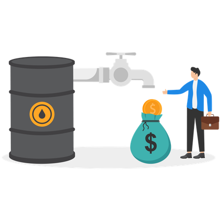 Businessman earnings from sell of crude oil  Illustration