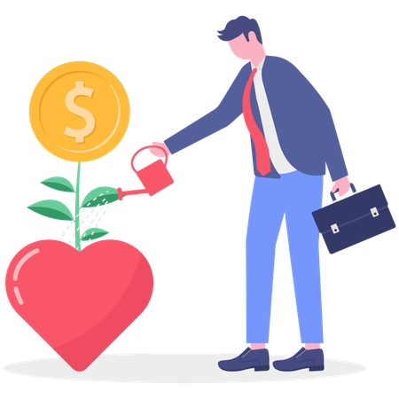 Businessman earns dividend  Illustration