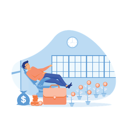 Businessman earns financial growth from share market  Illustration