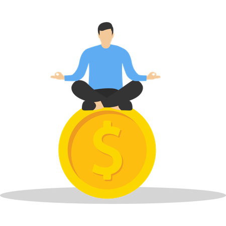 Businessman earns good profit amount from market  Illustration