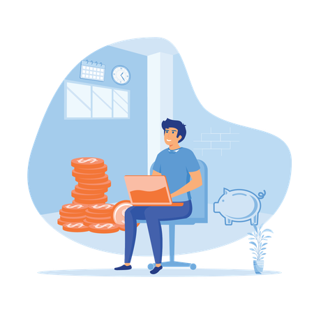 Businessman earns high profit from market  Illustration