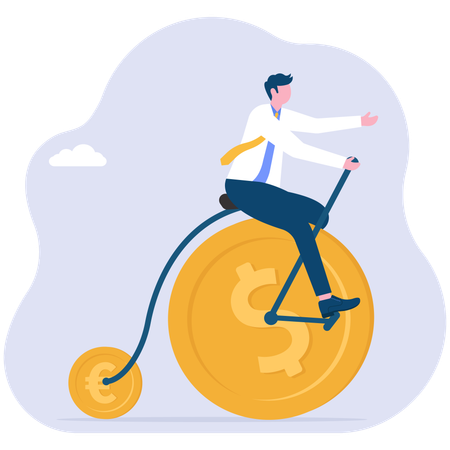 Businessman earns huge profit from market  Illustration