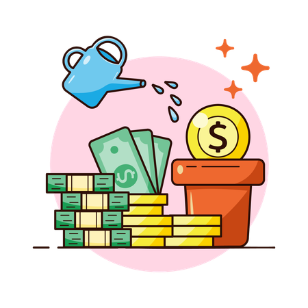 Businessman earns huge profit  Illustration