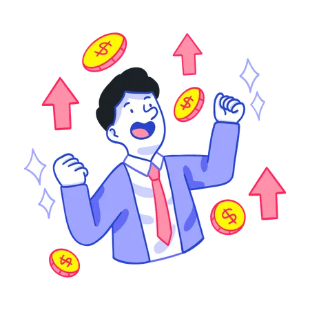 Businessman earns Investment Return  Illustration