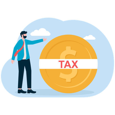 Businessman earns profit and pays tax on it  Illustration
