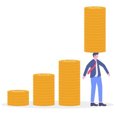 Businessman earns profit from market  Illustration