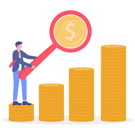 Businessman earns profit from market  Illustration