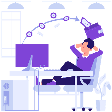 Businessman earns profit from market  Illustration
