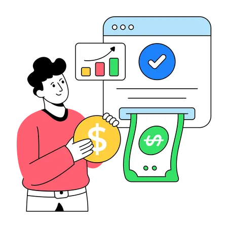 Businessman earns Revenue From Content  Illustration