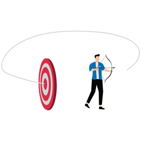 Businessman easy aim at target bullseye  Illustration