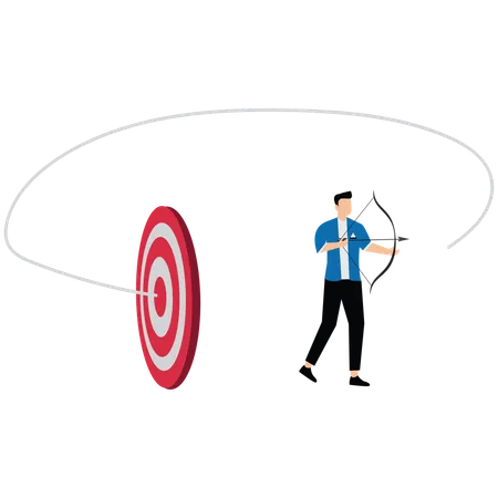 Businessman easy aim at target bullseye  Illustration