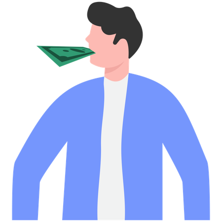 Businessman eating money  Illustration