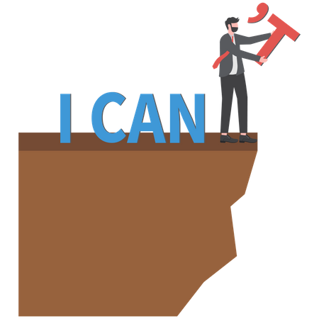 Businessman edit text I can not to I can  イラスト