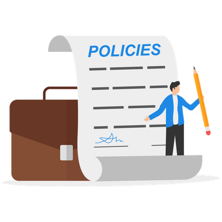 Businessman editing company policy  Illustration