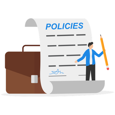 Businessman editing company policy  Illustration