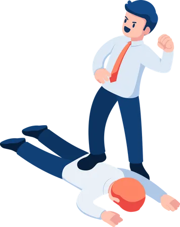 Businessman Eliminate and Stepped on His Rival  Illustration