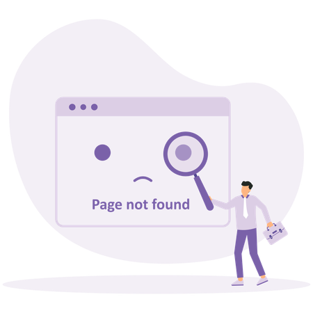 Businessman encounters Page not found  Illustration