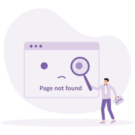 Businessman encounters Page not found  Illustration