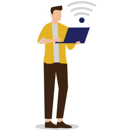 Businessman encounters Wifi disconnected issue  Illustration