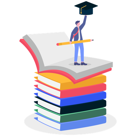 Businessman encourages education  Illustration
