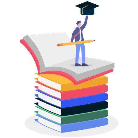 Businessman encourages education  Illustration