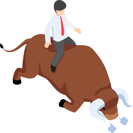 Businessman enjoying bullish stock market  Illustration