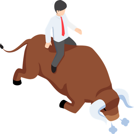 Businessman enjoying bullish stock market  Illustration