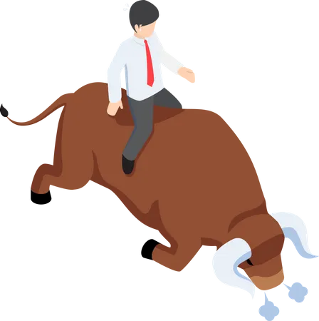 Businessman enjoying bullish stock market  Illustration