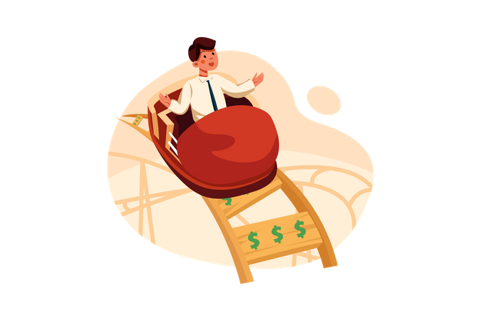 Businessman enjoying profit ride Illustration