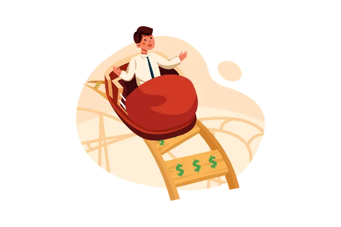 Businessman enjoying profit ride Illustration