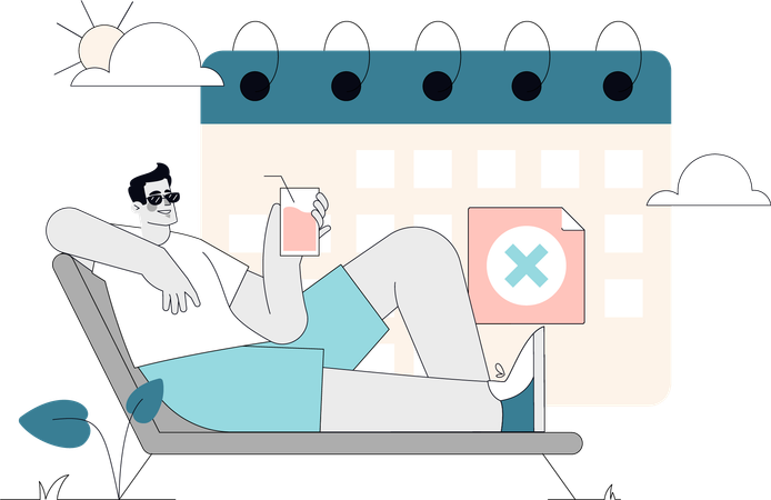 Businessman enjoying vacation holidays  Illustration
