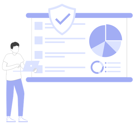 Businessman ensures analysis protection  Illustration