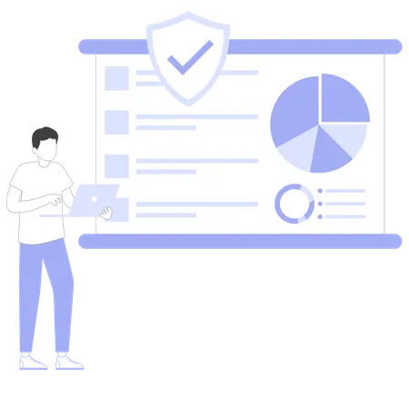 Businessman ensures analysis protection  Illustration