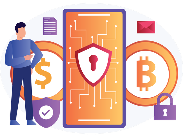 Businessman ensures Crypto Security  Illustration