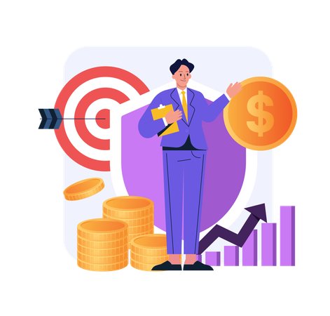 Businessman ensures Financial security  Illustration