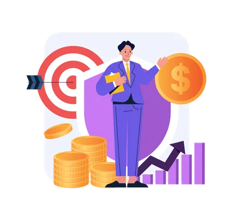 Businessman ensures Financial security  Illustration